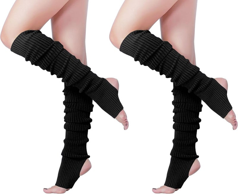 v28 Long Leg Warmer, Women’s Men 80s Party Ribbed Knit Dance Sports - Image 1
